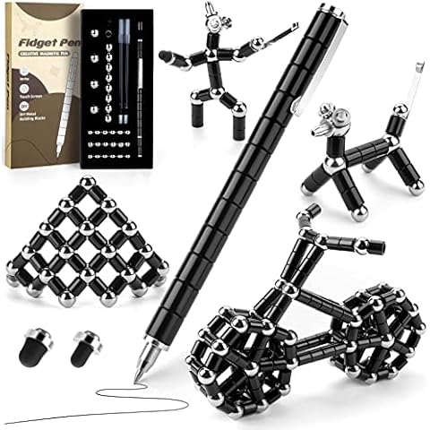 Juboury Fidget Pen, Decompression Magnetic Metal Pen, Fidget Toy Multifunctional Deformable Magnet Writing Pen Novel Toy Gift for Adults Teen Boys or Girls Cover