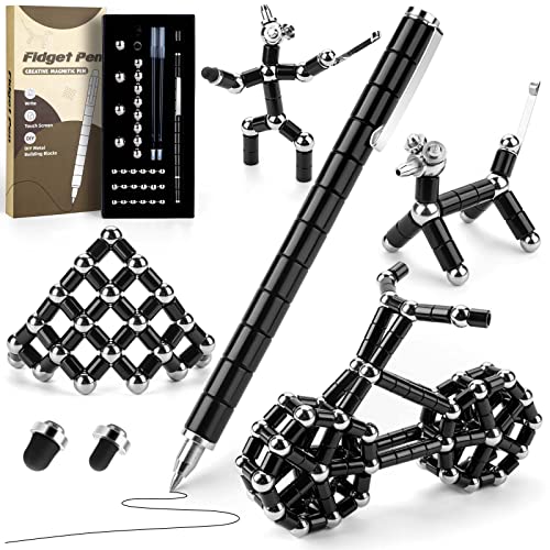 Tigerhu Negro Bolígrafo magnético, Bolígrafo de Regalo con Caja de Regalo Negra, Juguete Antiestrés, Juguetes Magnéticos, Ideal para Hombres, Mujeres, Niños y Adolescentes