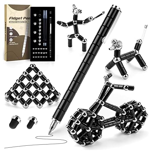 Tigerhu Negro Bolígrafo magnético, Bolígrafo de Regalo con Caja de Regalo Negra, Juguete Antiestrés, Juguetes Magnéticos, Ideal para Hombres, Mujeres, Niños y Adolescentes