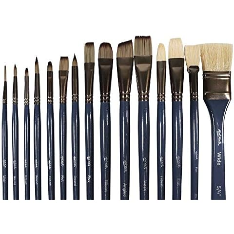 Mont Marte Premium Brush Wallet Set, 15 Piece, Includes Hog Bristle and Taklon Brushes, Suitable for Watercolor, Acrylic, Oil, Gouache and Tempera Painting Cover