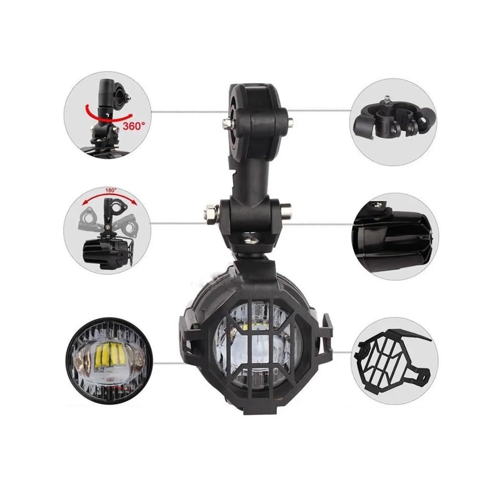 Faros Antiniebla para Motocicleta, Luces Auxiliares para LED, De Giro DRL Universales 40 W Y 6000 K Motocicleta Faro Lámpara Protector Cubierta