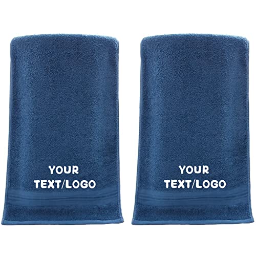 DOLETOR Custom Embroidery Towel Set of 2,Soft Bathroom Towel Set,Embroidered Towel as Personalized Gifts for Sport, Fitness,Travel