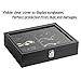 JackCubeDesign 8 Compartments Leather Eyeglass Display Organizer, Sunglass Storage Case Box Tray with Acrylic Cover (Carbon Design Black) - MK379A