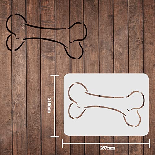FINGERINSPIRE Hundeknochen-Schablone, 29,7 x 21 cm, Kunststoff, Hundeknochenmuster, Zeichenschablonen, rechteckig, wiederverwendbar, zum Malen auf Holz, Boden, Wand und Fliesen