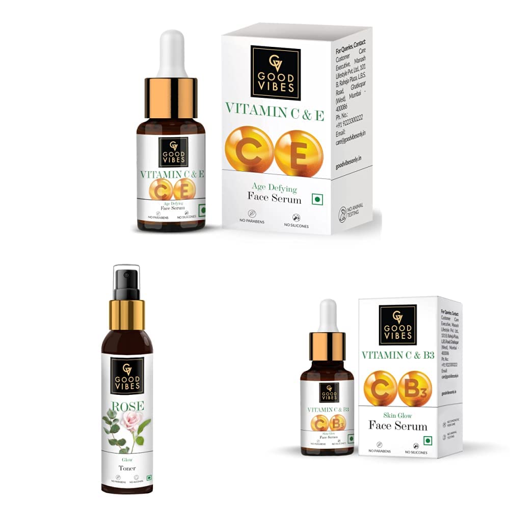 Good Vibes Age Defying Serum Vitamin C and Vitamin E &Good Vibes Rose Glow Toner 120 ml