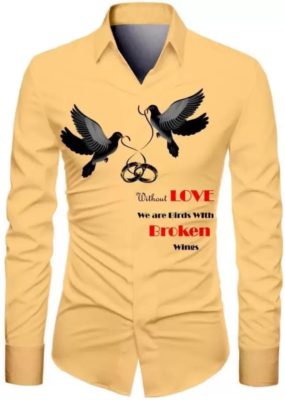 Men's Polycotton Regular Fit Graphic Print Unstitched Shirt Fabric 2.25 Meters with Elegant Design For Casual Outings, Parties, Festivals (Dark Yellow)-image-48