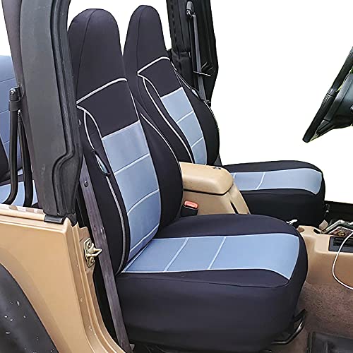 Gearflag Custom-Fit Neoprene Seat Covers For Wrangler Tj 1997-2002 - Full Set (Front And Rear) - Gray/Black #TOP2
