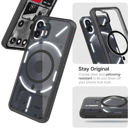 Image of KAPAVER Mag-X Back Cover Case with [Edge-to-Edge] [Full Glue] [Anti-Scratch] Tempered Glass for Nothing Phone 2 (Smoke Black Case with Glass)