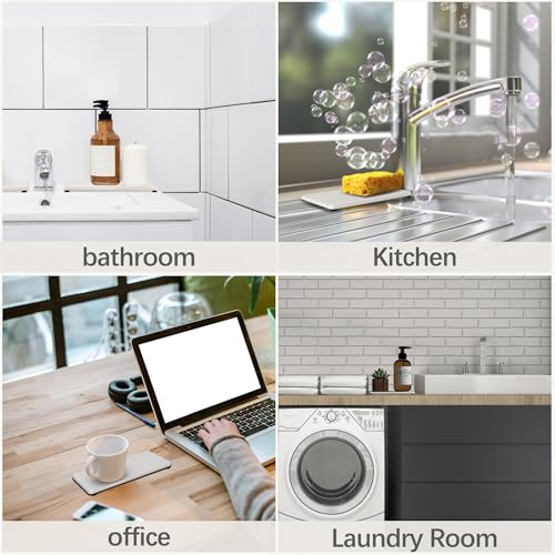 Image of NiuYichee 2 PCS Water Absorbent diatomite Coasters, 9.5 inch x 4 inch Water Absorbing Stone Tray for Sink, Stone Drying mat for Kitchen Counter, Stone soap Tray Used for Hand Soaps & toiletries & Plants