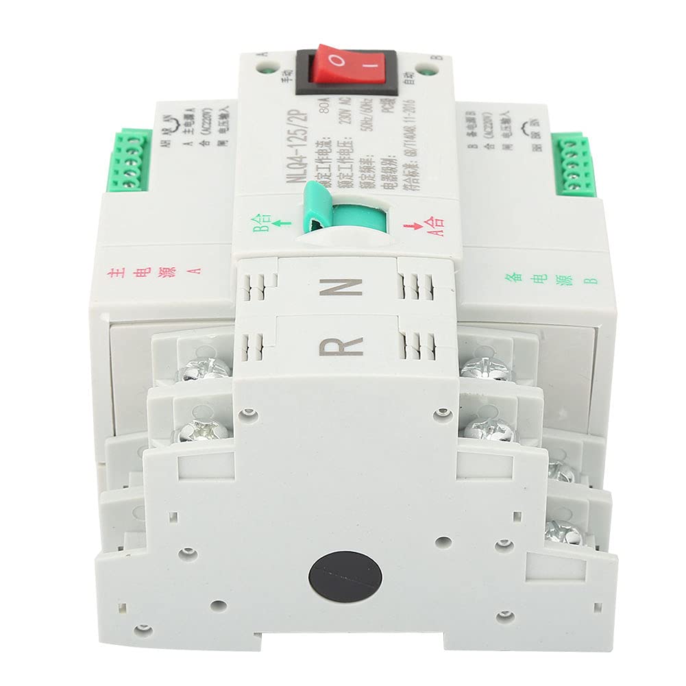 aqxreight Commutatore di Trasferimento Automatico di Potenza CA 230 V 2P 63/80/100 A Ad Alta Non è MadreInterruttore di TrasferimentoInterruttore di Trasferimento DoppioInterruttore di (80A)