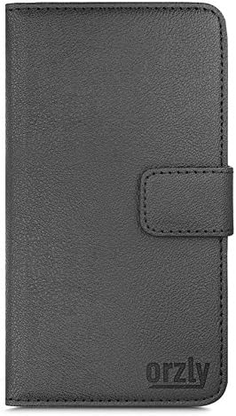 Orzly® - Multi-Function Wallet Case for Moto G4 & Moto G4 Plus Smartphone (2016 Lenovo/Motorola Model) - Black Wallet Case Style Phone Cover with Card Pockets & Integrated Display Stand