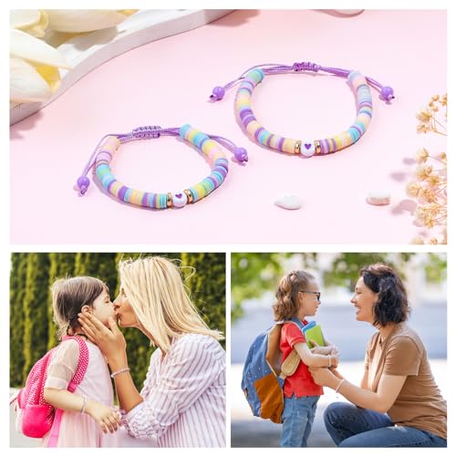 YUZHEJIE First Day of Kindergarten Pre-K Bracelet Mother Daughter Matching Bracelets Back to School Clay Beads Bracelets Jewelry Gifts4