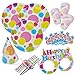 Produktbild Kingmate Party Set bunt Muster - Party Set für Geburtstag Kindergeburtstag Mottoparty, Tischdeko Partygeschirr Set für 6 Personen.