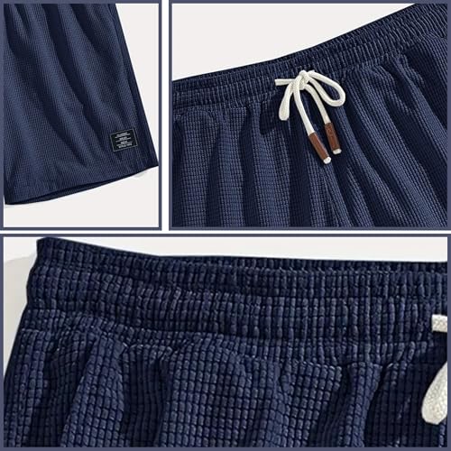 Image of FABRIPPLE Men's Slim Fit Knitted Short for Summer | Stretchable Fabric | Breathable & Lightweight | Casual Lounge Short with Elastic Waistband & Drawstring