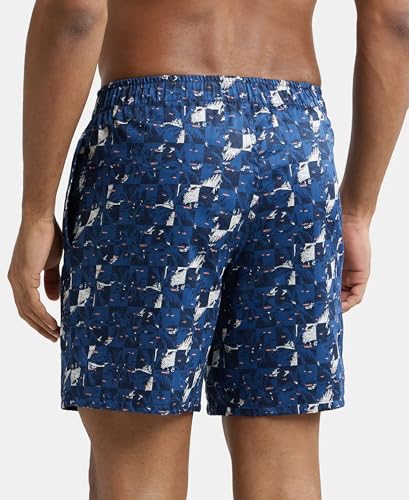 Image of Jockey NY07 Men's Super Combed Cotton Satin Weave Printed Boxer Shorts with Side Pocket