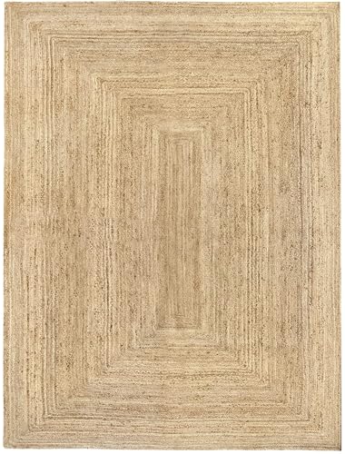 Hamid Jute Teppich, Alhambra Teppich Handgewebt 100% Naturfaser de Jute, Wohnzimmer, Schlafzimmer, Flurteppich, Farbe Natur (300x400cm)