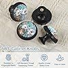 HEOEH 4 Pack Black Cabinet Knobs, Rustic Teal Turquoise Daisy Drawer Knob Cupboard Handles with 2 Sizes Screws, Round Single Hole for Kitchen, Dresser, Wardrobe, Chest of Drawers, Furniture #3