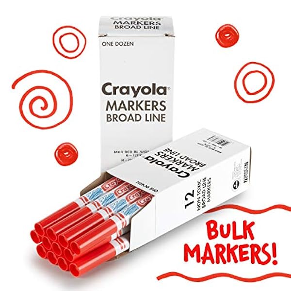 Crayola 12 Count Washable Bulk Markers, Red