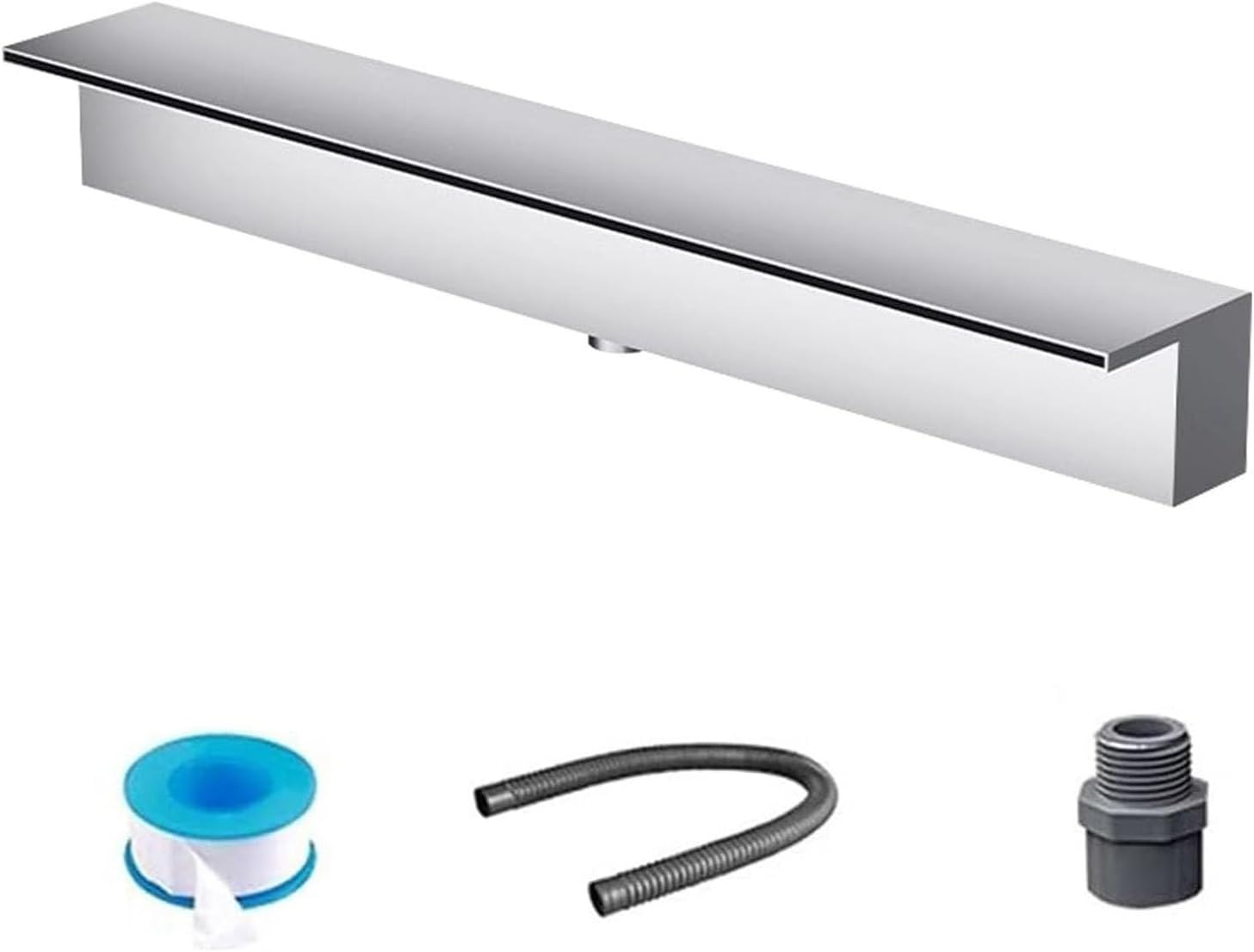 Stainless Steel Overflow Fountain for Pool, Pond, or Patio - Recessed Waterfall Spillway Outlet with Fittings