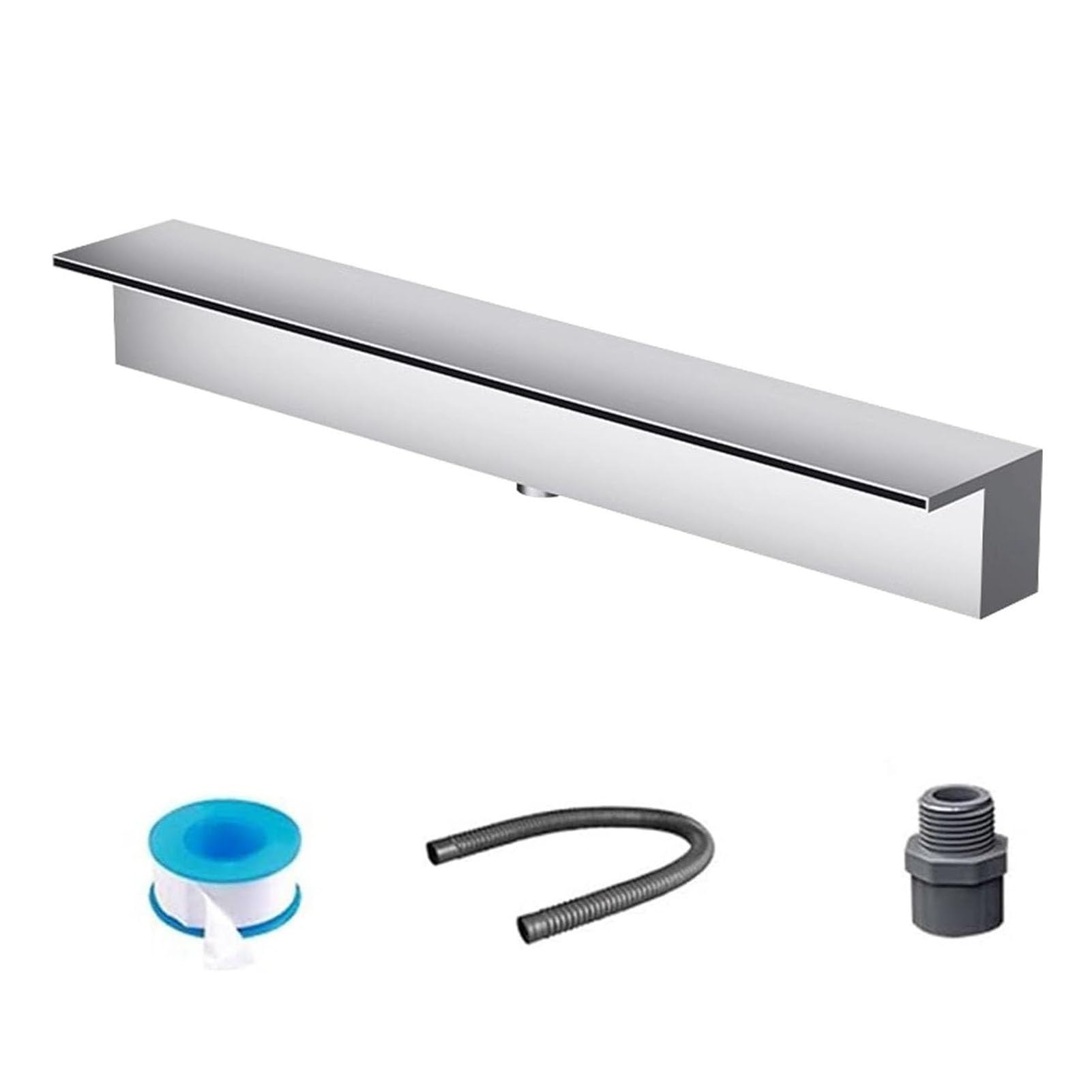Fontana troppopieno per piscina in acciaio inox, 60 cm, da incasso, per stagni e terrazze, resistente fontana con raccordi, elegante decorazione per esterni