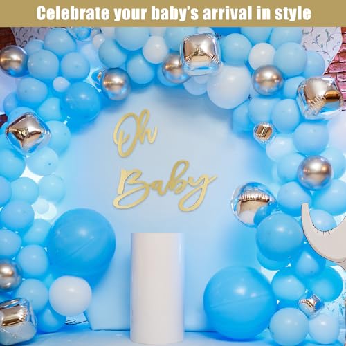 Oh Baby Banner aus Holz mit goldenen Buchstaben als Hintergrund für Babyparty Dekoration für Jungen und Mädchen Schild