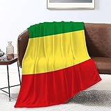Fleece Blanket Flannel Blanket Soft Fuzzy Plush Fluffy Blanket Warm Cozy with Strip Perfect Throw for All Seasons for Couch Bed Sofa Chair, Ethiopian Flag