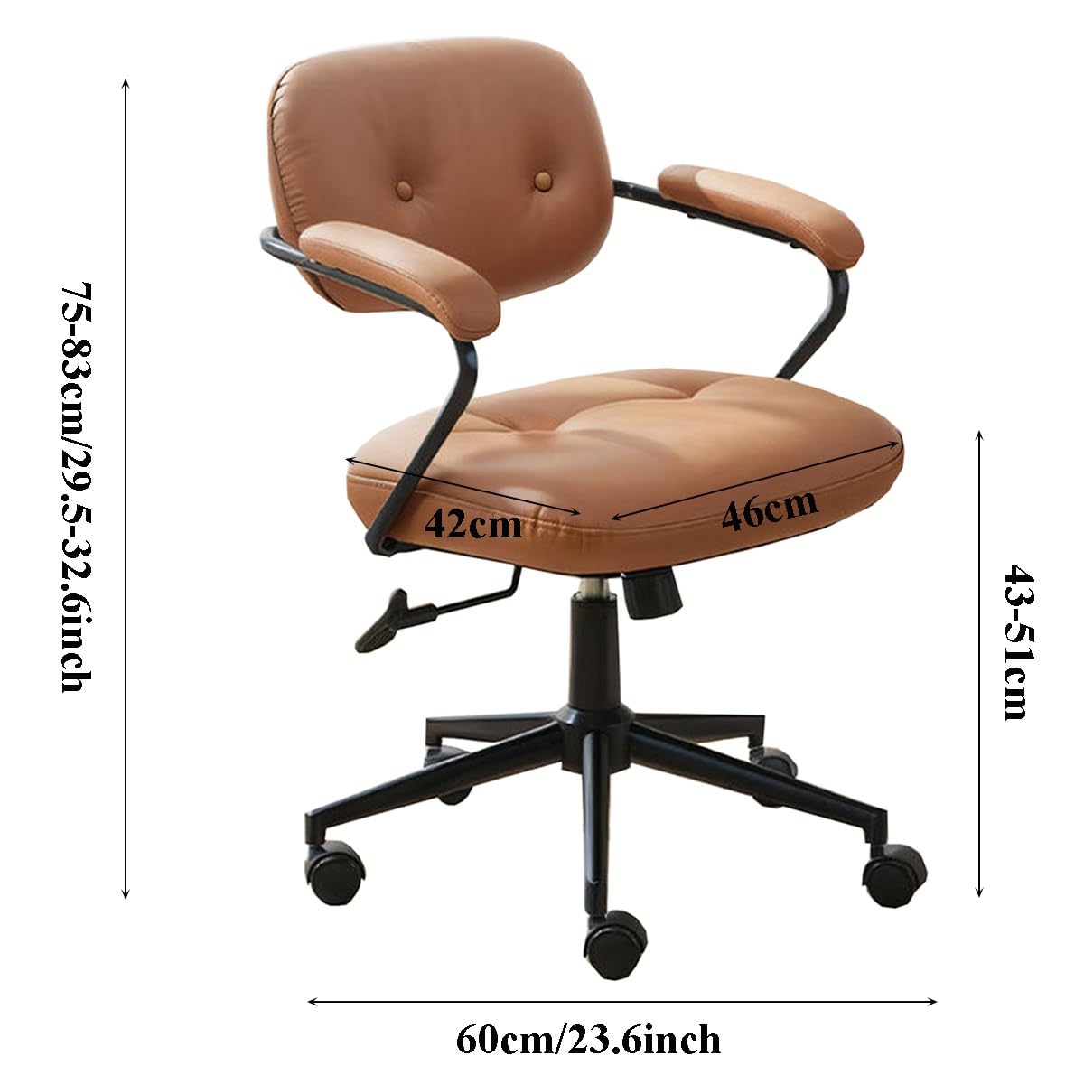 Ergonomiczne krzesło biurowe z podparciem lędźwiowym, skórzanym krzesłem obrotowym i regulowaną wysokością do domu i biura