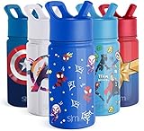 Simple Modern Spiderman Kids Water Bottle with Straw Lid | Marvel Insulated Stainless Steel Reusable Tumbler Gifts for School, Toddlers, Boys | Summit Collection | 14oz, Spidey & Friends
