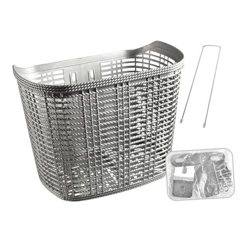 LIZHAYG Cesta Bicicleta Cesta for Bicicleta, Cesta de Almacenamiento, Bicicleta Ligera con Marco Frontal de Gran Capacidad(Gray and Short strut)