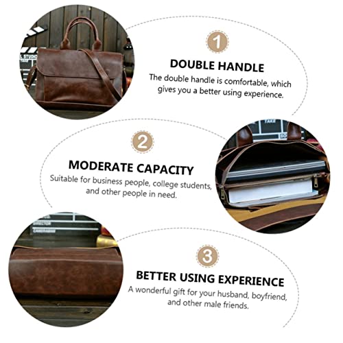 ARTIBETTER 1pc Pu Leather Briefcase for Men Portable Business Handbag Craftsmanship Fashion Laptop Bag for Travel and Work Versatile Crossbody Handheld Design for Professionals2