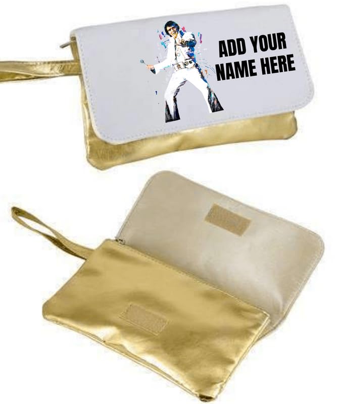Elvis Presley Trousse de maquillage pour femme Pochette de voyage Organisateur de rangement pour femme, doré, Trousse de beauté - Les Beatles, Paul McCartney, John Lennon, RIngo Starr, George Harrison Elvis Presley Trousse de maquillage pour femme Pochette de voyage Organisateur de rangement pour femme, doré, Trousse de beauté