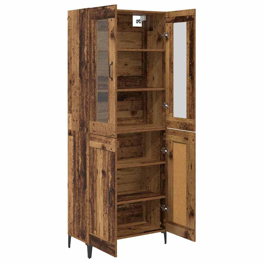 Lot de 2 meubles hauts aspect bois vieilli 69,5 x 34 x 180 cm