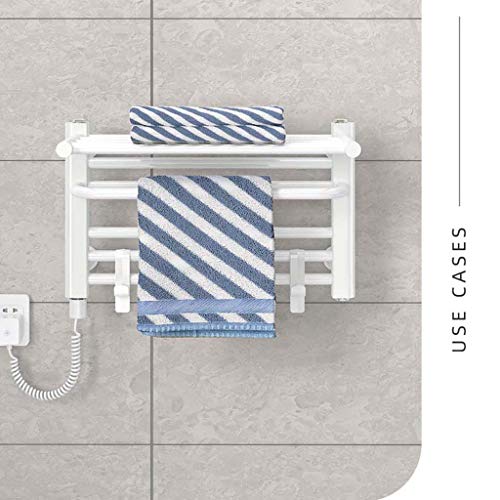 Porte-serviettes électrique blanc TJH avec support de séchage chauffant mural