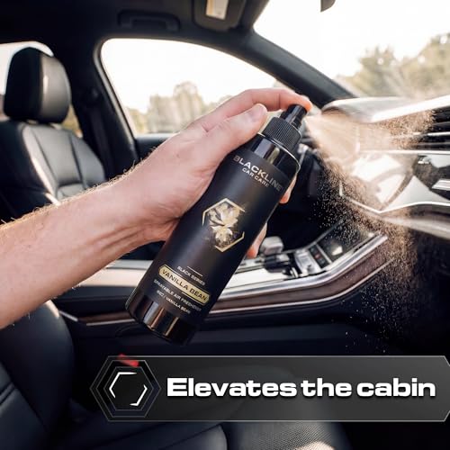 Image of Blackline Car Care - Vanilla Bean Car Air Freshener Spray, Long-Lasting, Premium Odor Eliminator for Cars, Trucks, RVs, SUV, or Home Use - 8 fl OZ - Air Freshener - Vanilla Bean Spray