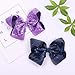AMYDECOR 8 Inch Black Holographic Sparkly Glitter Sequin Hair Bows for Girls