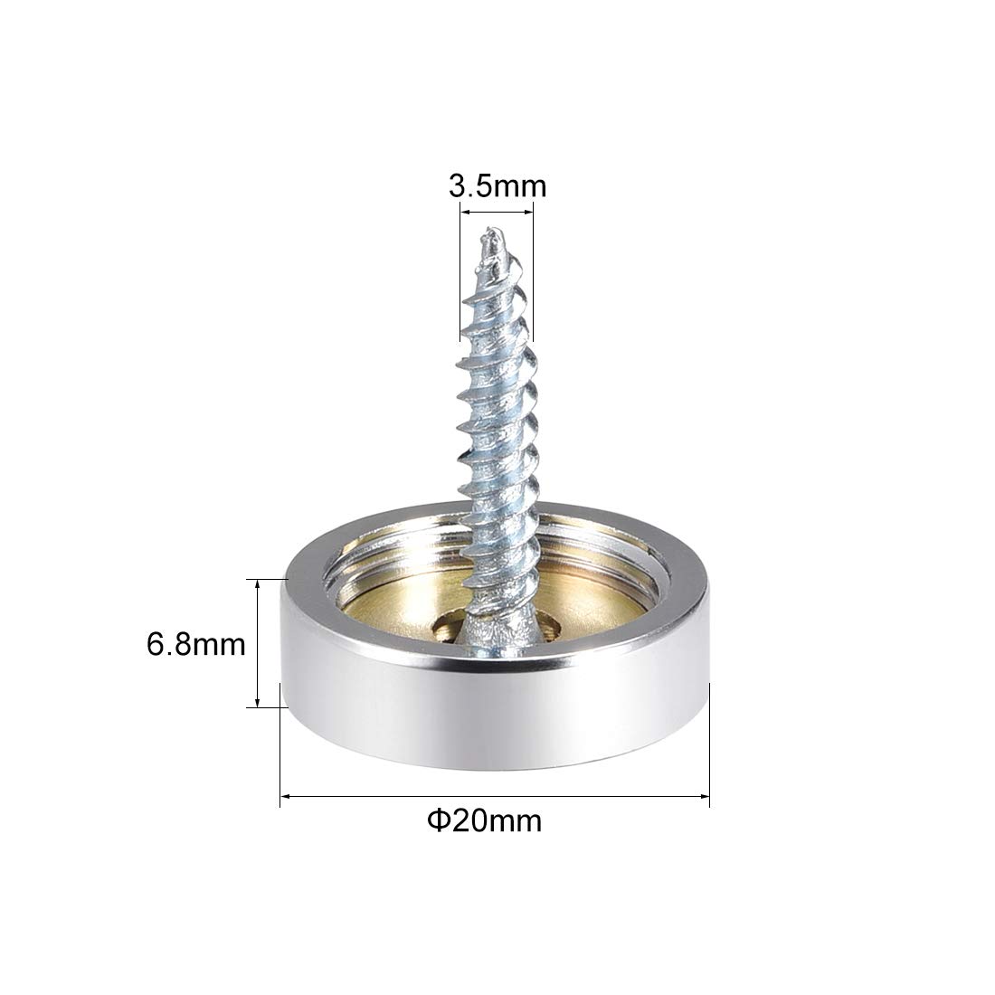sourcing map Tornillos de Espejos, Tapas Decorativas Cubres Clavos, Acero Inoxidable Pulido 20mm x 6,8mm 8uds