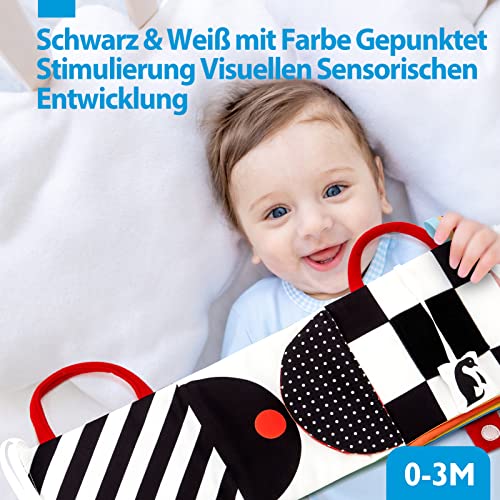 hahaland Stoffbuch Baby Spielzeug ab 0 6 Monate, Kontrast Buch mit Spiegel – Ansicht 2