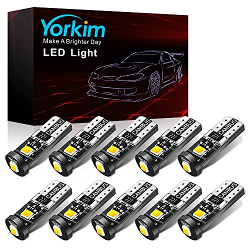 Yorkim 194 Led Bulb Canbus White Error Free 3-Smd 2835 Chipsets, T10 Interior Led For Car Dome Map Door Courtesy License Plate Trunk Lights With 194 168 W5W 2825 Sockets Pack Of 10 #TOP26