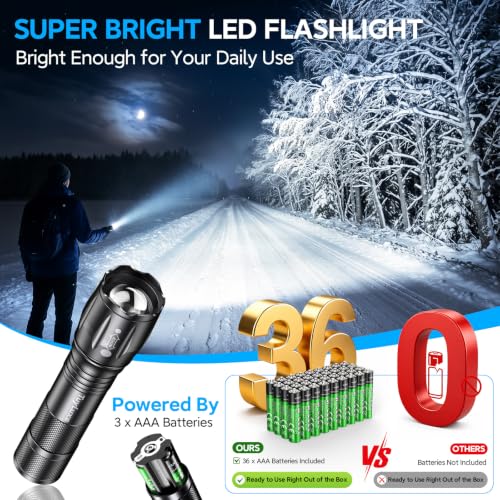 6-Pack 200-Lumen LED Flashlights w/ 36 AAA Batteries Included - image 2