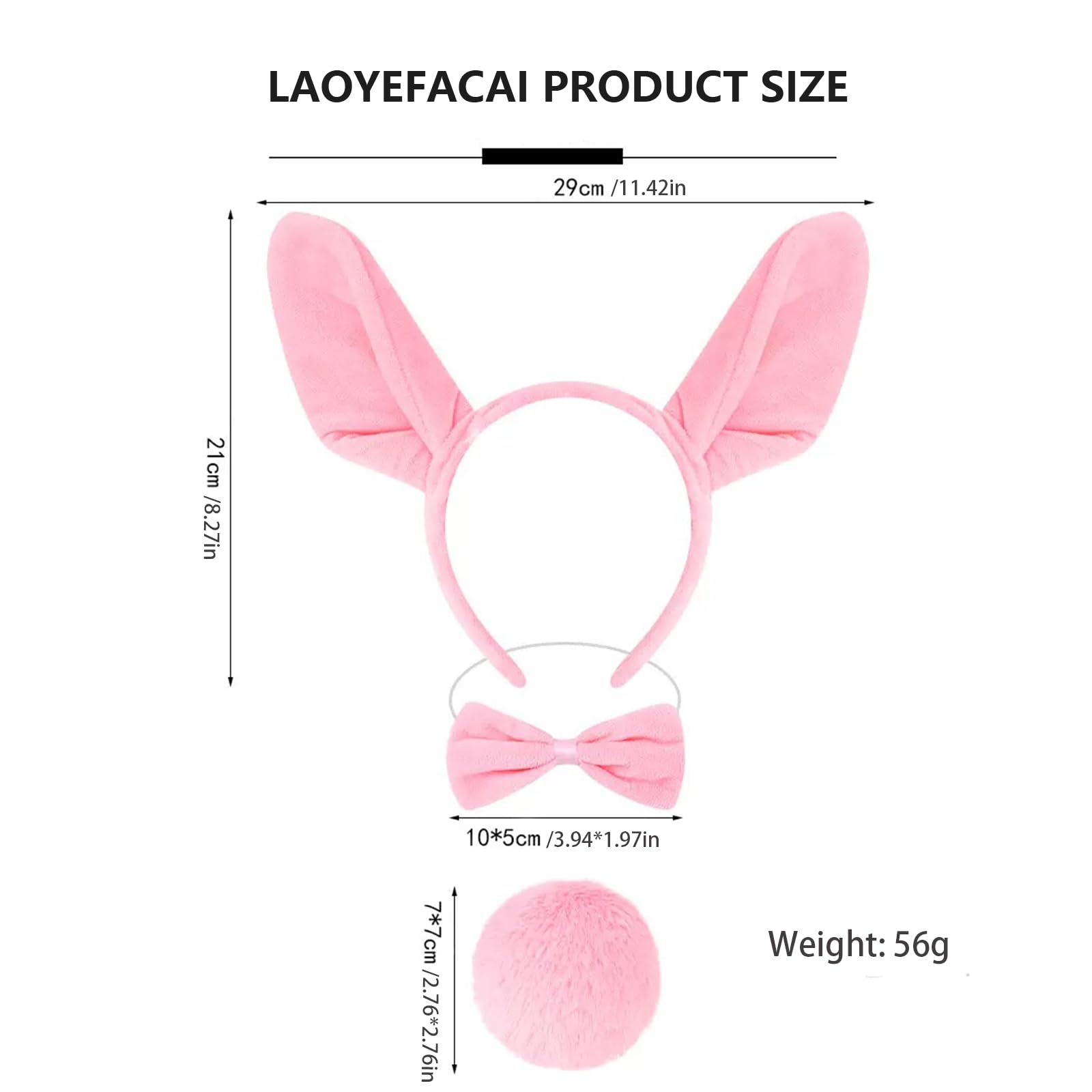 LAOYEFACAI 3 Pieces Animal Ears Headband Set Children's Fancy Dress Headband Animal Headband with Elf Ears and Gloves Soft Elastic Children's Costume Accessories for Carnival Halloween (Pink - Image 4