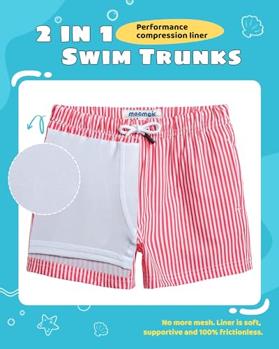 Image of maamgic Boys Swim Trunks with Compression Liner Toddler Stretch Swim Shorts