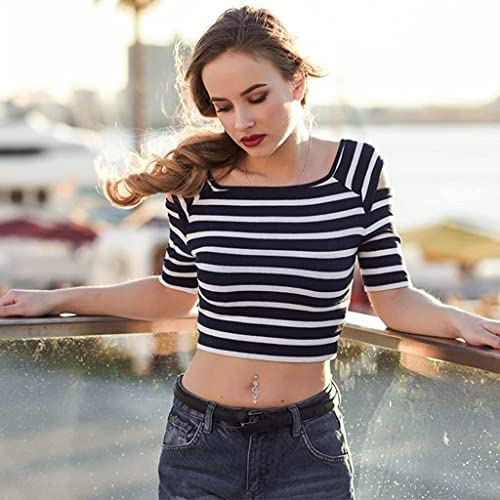 Image of MAYCREATE Belly Button Rings for Women Silver Diamond Snake Shaped Design CZ Crystal Surgical Stainless Steel Navel Rings for Girls Stud Belly Piercing Body Jewelry for Women & Girl - 14g