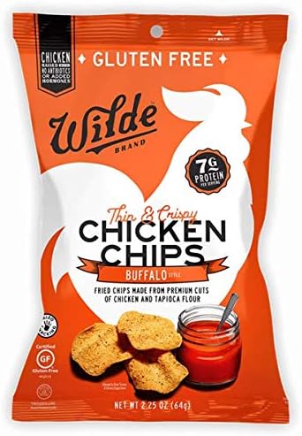 Buffalo Chicken Chips by Wilde Brands | Protein Snack | Made with Real Chicken | Keto Friendly, Paleo Certified | Antibiotic and Gluten Free | 2.25oz Bag (4 count)