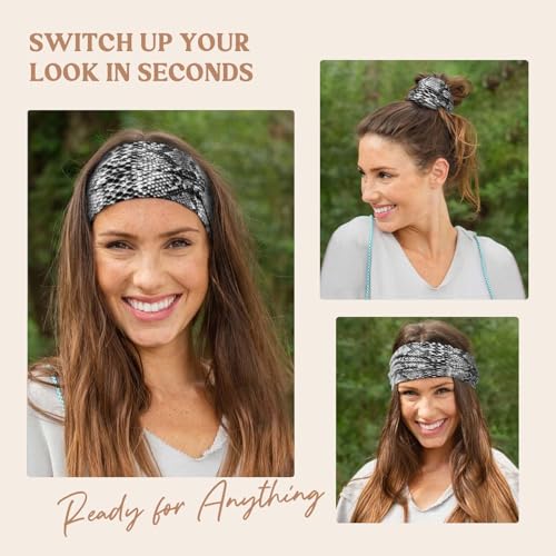 Image of Wide Headbands for Women Knotted No Slip Head Bands Soft Turban Headband Hair Accessories Boho African Solid Color Head Wraps for Women Yoga Workout Pack of 6