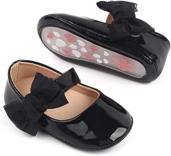 HsdsBebe Infant Baby Girls Mary Jane Flats Bow Non-Slip Soft Sole Princess Toddler First Walkers Sneaker Wedding Dress Shoes