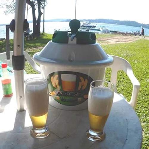 Chopeira Portátil À Gelo Normal P/Barril 5L - Branco Com Tampa Transparente