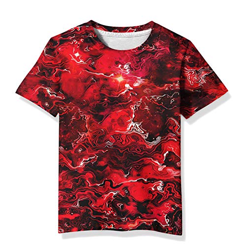 Image of Linnhoy Kids 3D Print Fashion Graphic T-Shirts for Boys Girls 6-16 Years | Unisex Colorful Short Sleeve, Crewneck, Breathable Fabric, Suitable for Daily Sport Festival Wear