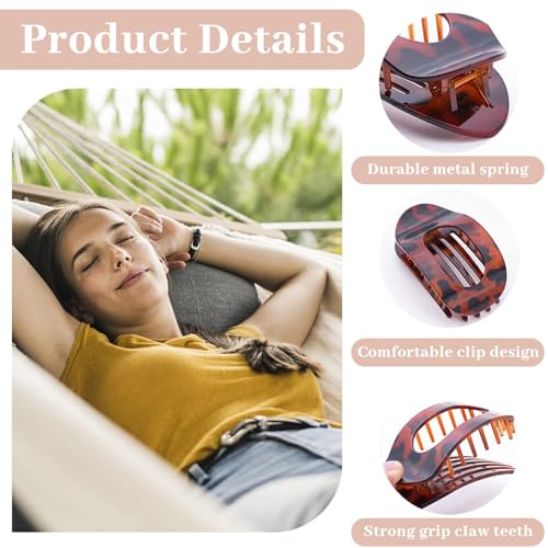 BelleVive 3 Stück flache Haarspangen für dickes Haar, runde Lay-Down-Klauenspangen für Frauen, kräftige Haarspangen mit Entenschnabel, große Haarspangen zum Stylen und Abteilen, Stil 2