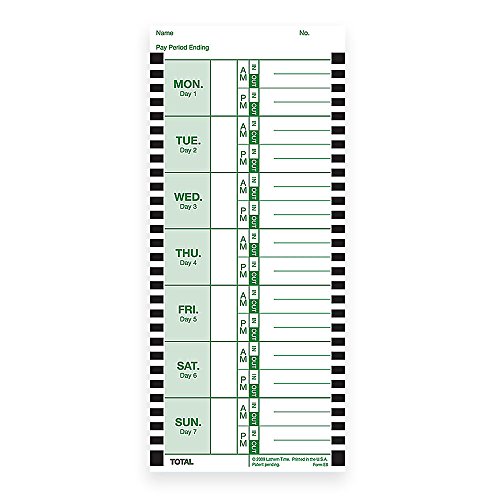 Cartes Lathem E8-100 pour Pointeuse Thermique Hebdomadaire Paquet de 100
