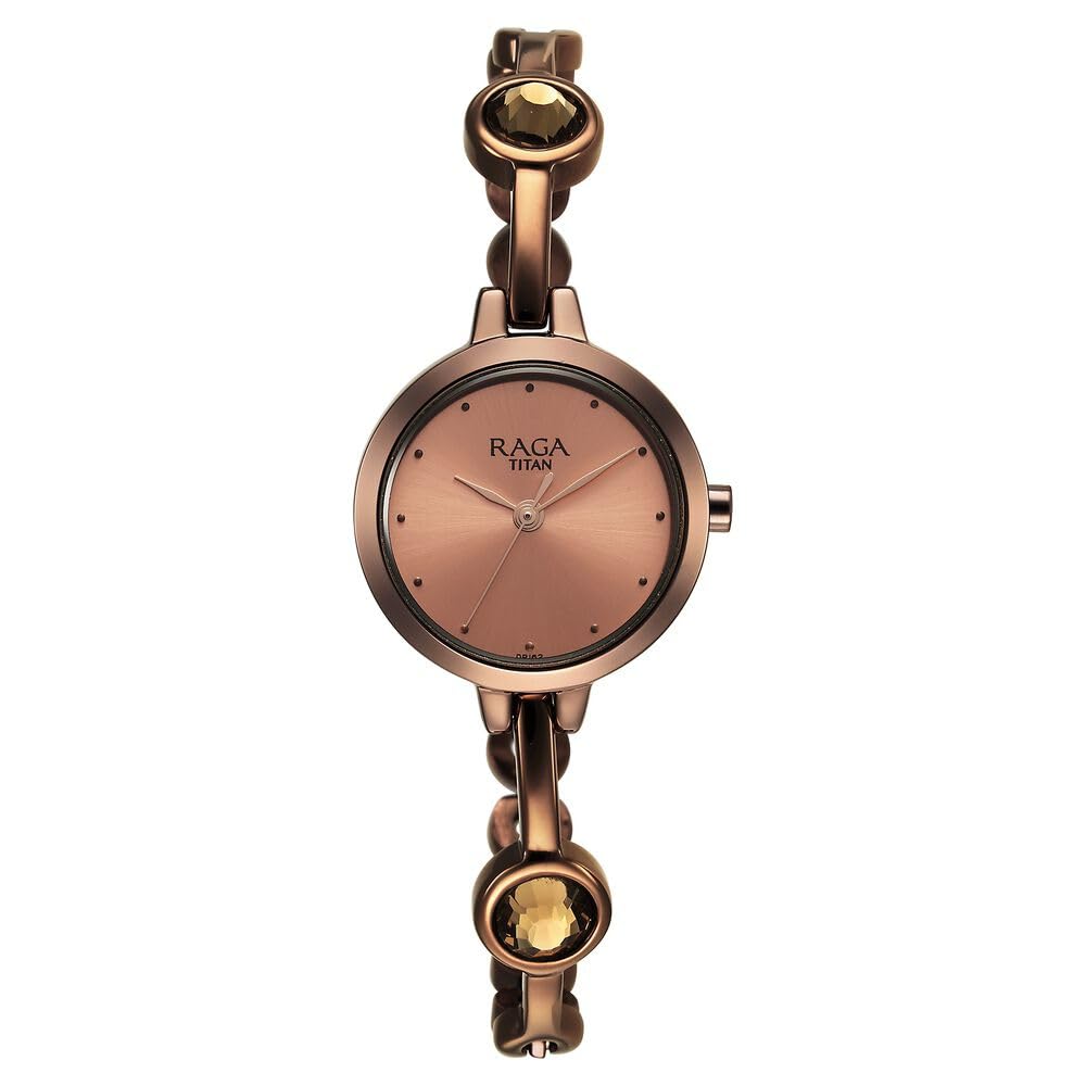 Titan Raga Viva Quartz Analog Rose Gold Dial Brown Metal Strap Watch for Women-NS2576QM01 (B0CSZ6F5YP) Amazon Price History, Amazon Price Tracker